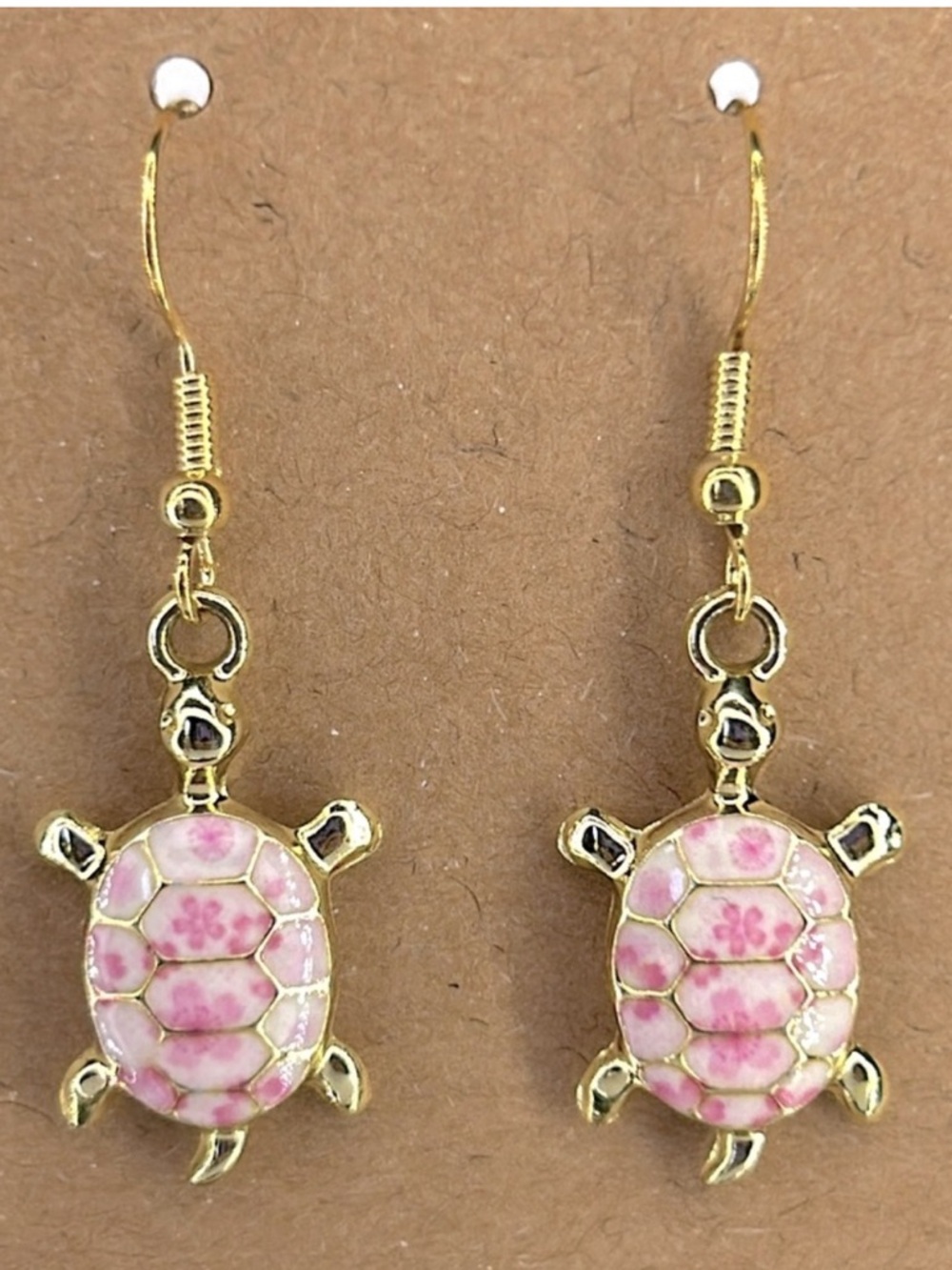 18k Gold Platted Floral Turtle Dangle Earrings Fashion Jewelry